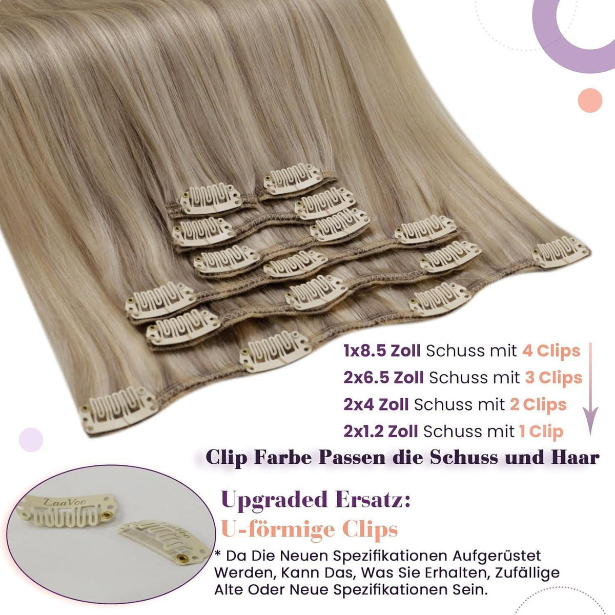 Echthaar Clip-in Extensions Blond Highlights 45cm