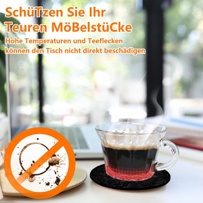 Runde Filzuntersetzer Set in Dunkelgrau für Gläser & Tassen