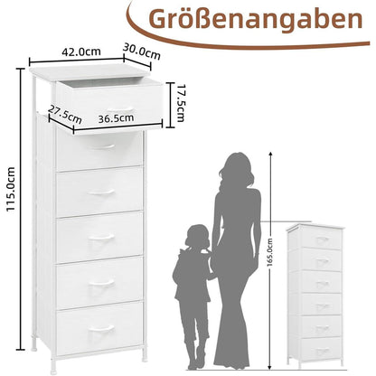 Somdot Kommode mit 6 Stoffschubladen, Weiß