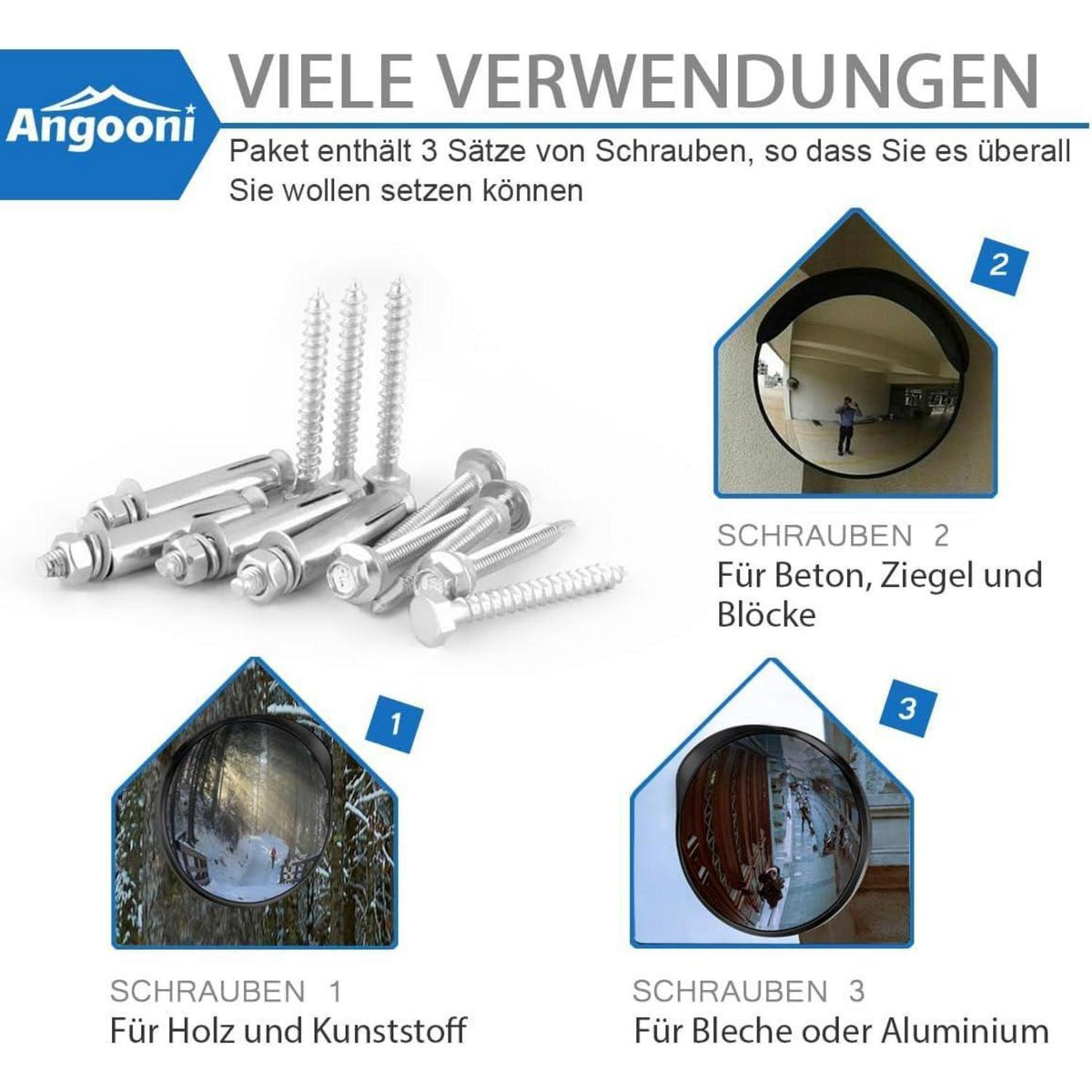 Konvexspiegel 30cm für Garage & Einfahrt - Weitwinkel Sicherheitsspiegel