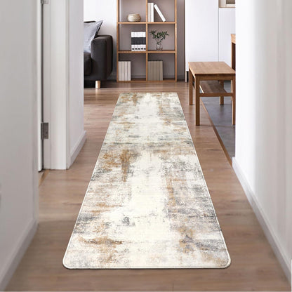 Rutschfester Teppichläufer 65 x 240 cm Beige Braun waschbar