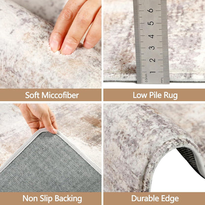 Rutschfester Teppichläufer 65 x 240 cm Beige Braun waschbar