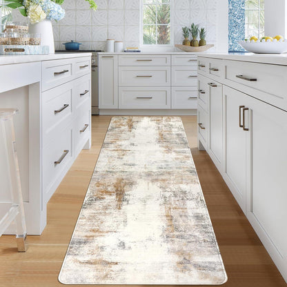 Teppichläufer Flur Küche rutschfest Waschbar 65x240cm Beige Braun