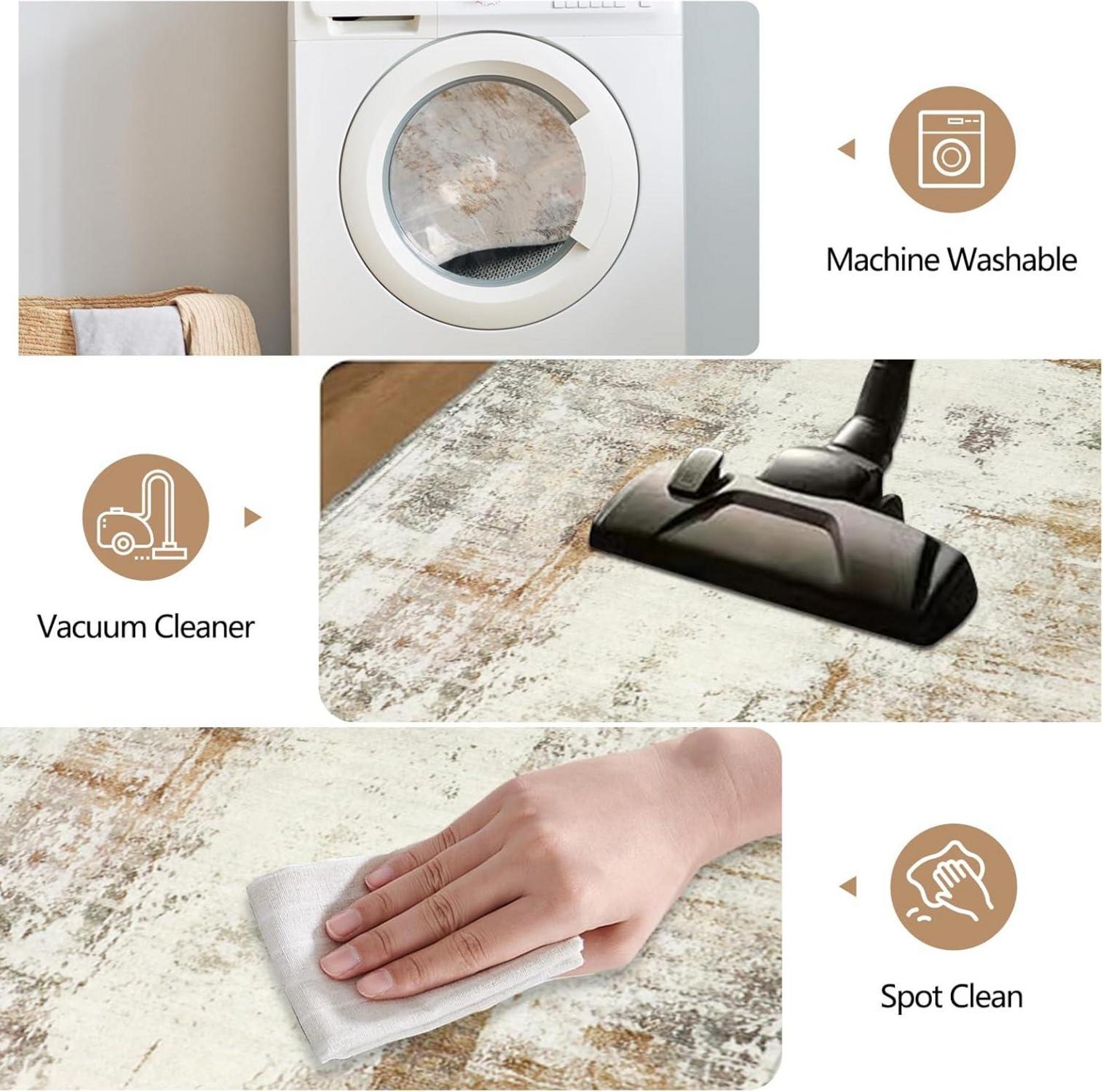Rutschfester Teppichläufer Flur Küche Waschbar 65x240cm Beige Braun