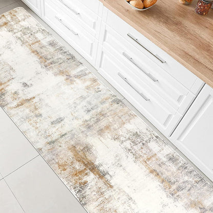 Rutschfester Teppichläufer Flur Küche Waschbar 65x240cm Beige Braun