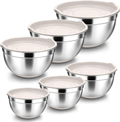 Rührschüssel Set Edelstahl Salatschüssel luftdichtem Deckel 6er Set