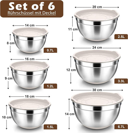 Herogo Rührschüssel 6er Set Edelstahl Salatschüssel