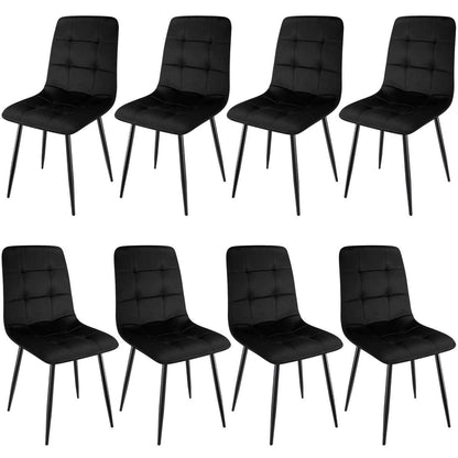 8x Esszimmerstuhl mit Samtbezug & Metallfuß Schwarz