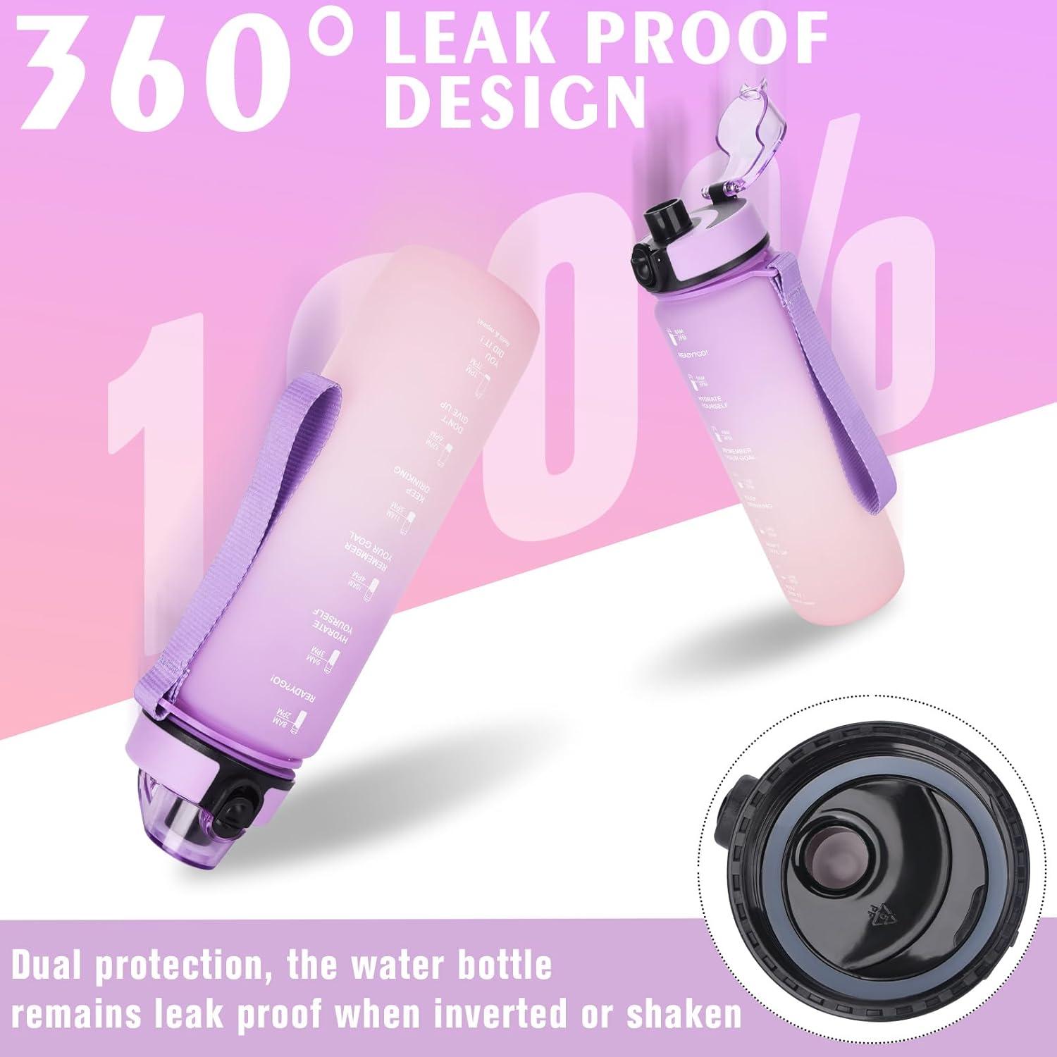 Sport Trinkflasche 1L Auslaufsicher Motivierende Filter Wasserflasche Büro