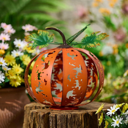 Herbstdekoration Metall Kürbis Gartenstatue Terrasse Hof 24cm
