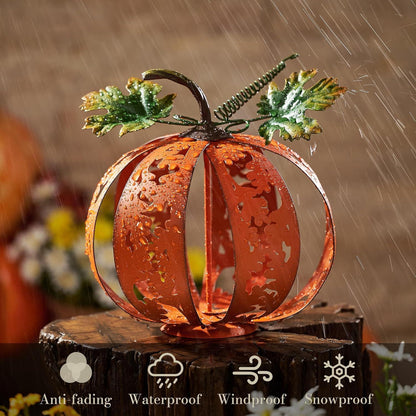 Herbstdeko Metall Kürbis Gartenstatue 24cm für Draußen & Terrasse