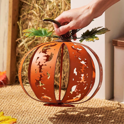 Herbstdeko Gartendeko Metall Kürbis Deko Outdoor 24cm