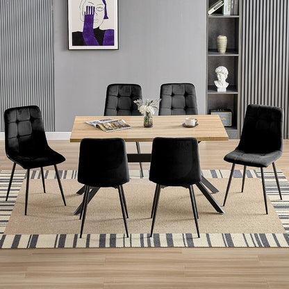 Esszimmerstühle 6er Set, gepolsterte Samtstühle mit Metallfuß