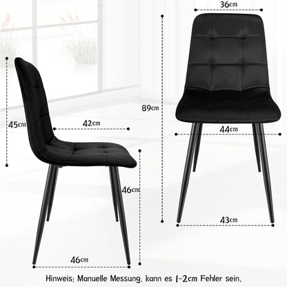 Gepolsterte Esszimmerstühle 2er Set, Schwarz, Samtoptik