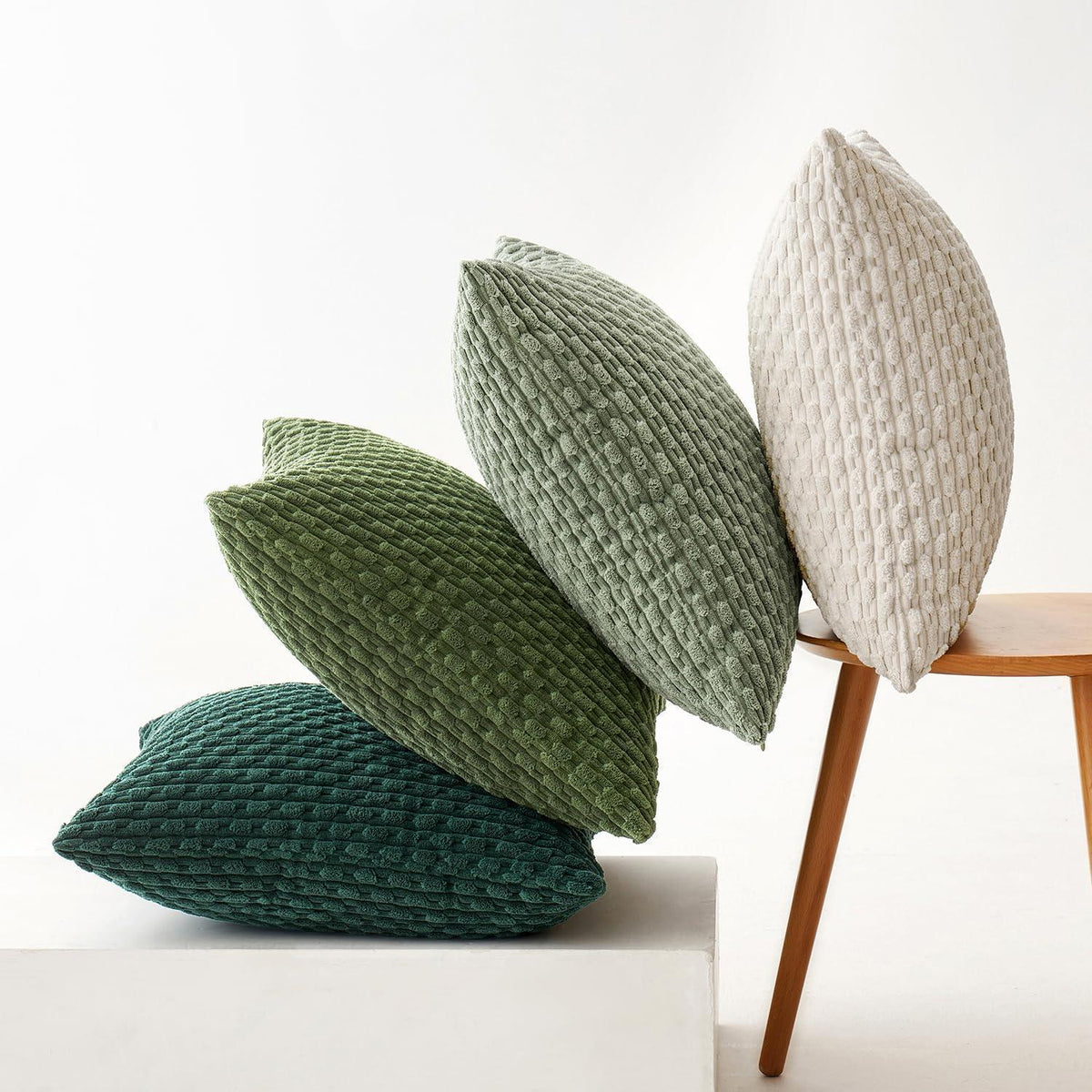 4er Set Kissenbezüge 40x40cm Kordsamt Ananas Grün