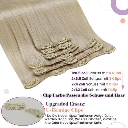 Echthaar Clip-in Extensions Blond 55cm – Remy Tressen #613