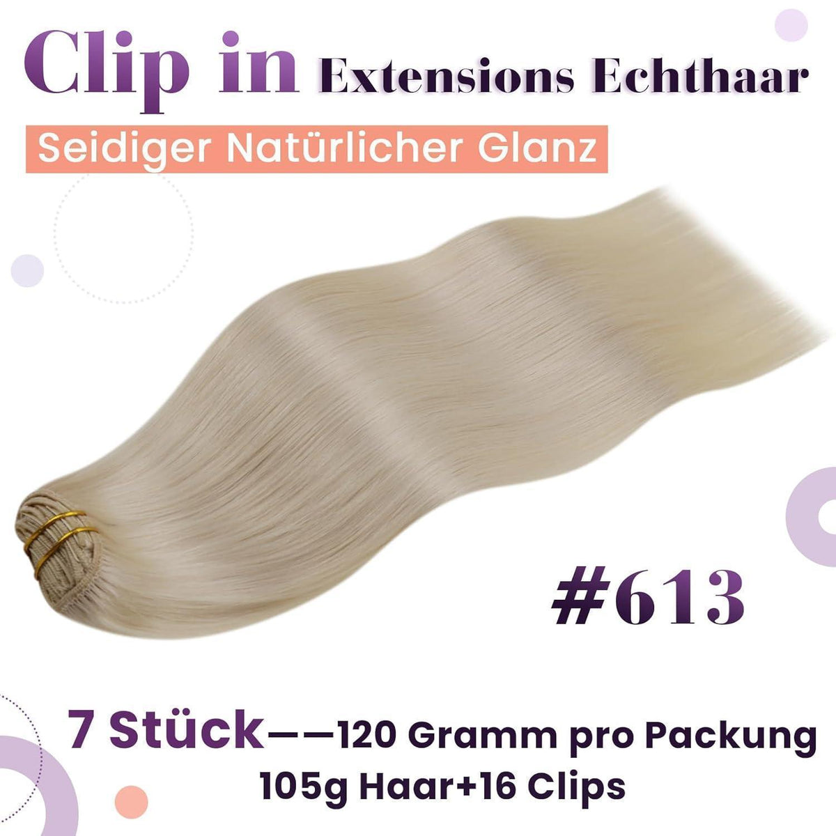Echthaar Clip-in Extensions Blond 55cm – Remy Tressen #613