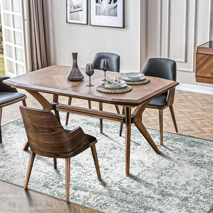 Vintage Teppich Wohnzimmer Schlafzimmer Grau Grünlich Boho Kurzflor
