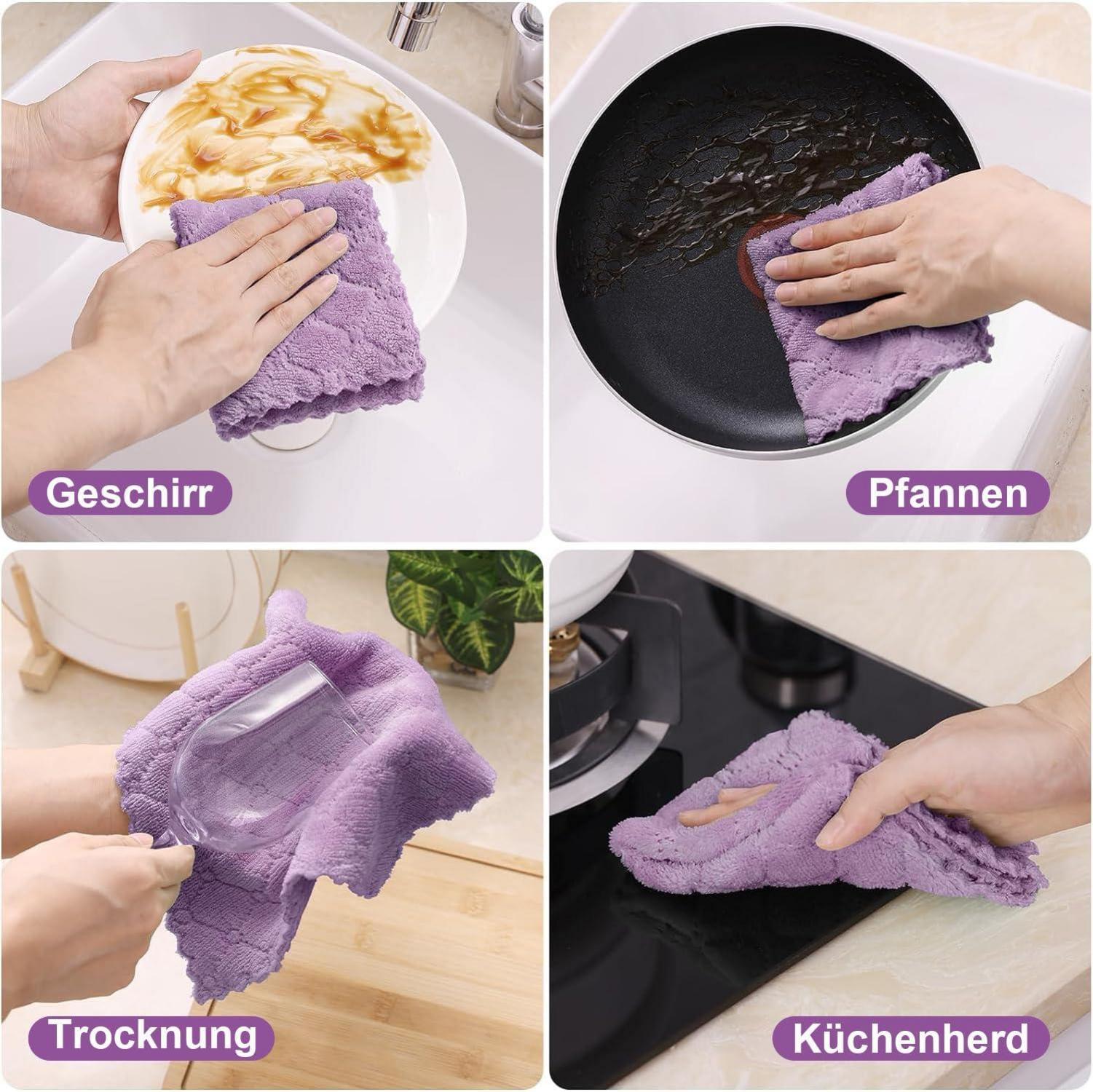 Mikrofasertücher Set 6 Stück 30x30 cm Lila - Saugfähige Putzlappen Autopflege Küchentücher