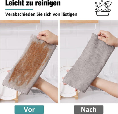 6er Set Graue Mikrofasertücher 30x30 cm - Saugfähige und Fusselfreie Reinigungslappen