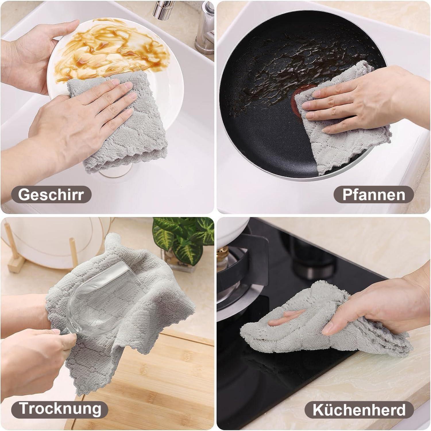 6er Pack Mikrofasertücher 30x30cm Grau - Saugfähige Putzlappen