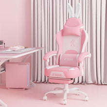 Rosa Gaming Stuhl mit Dekoration, verstellbarer Rückenlehne