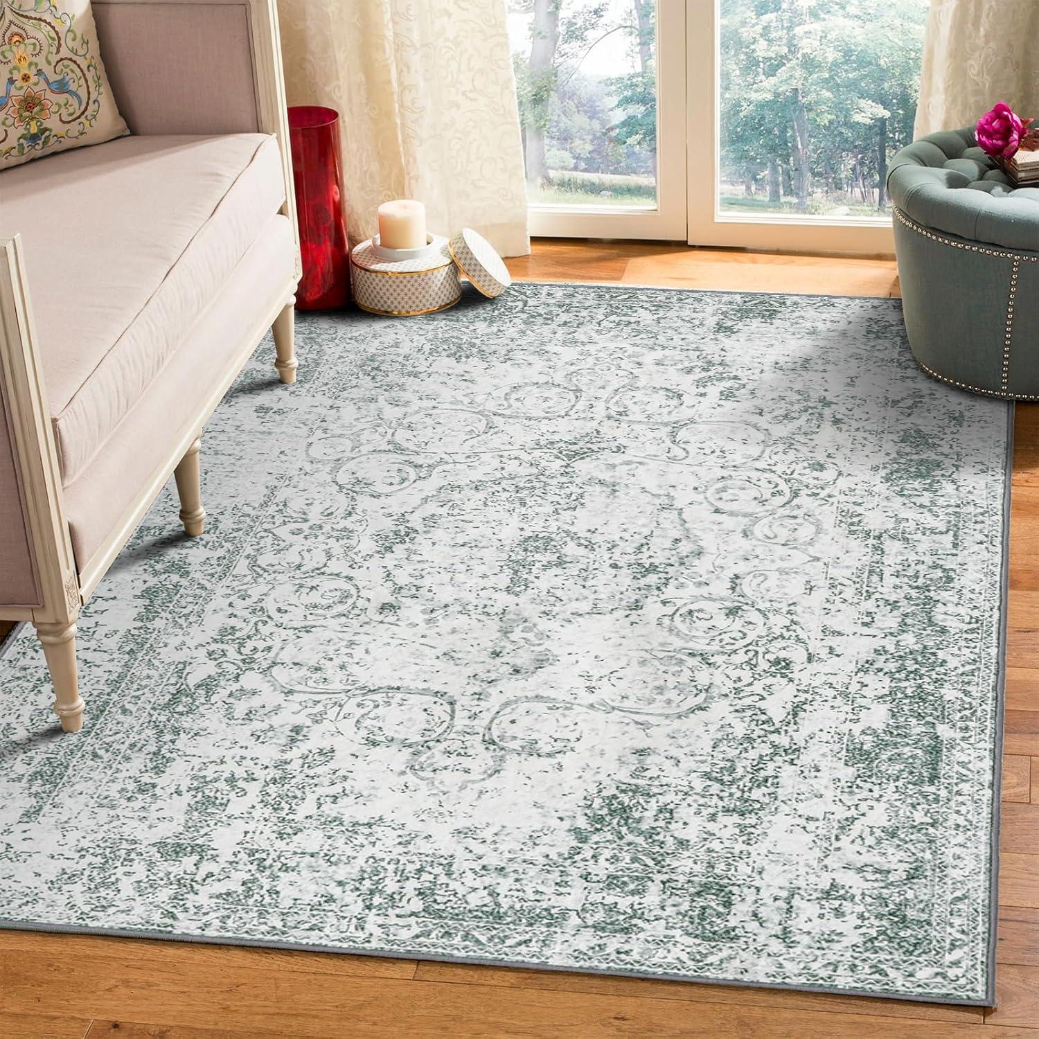 Vintage Teppich Boho Kurzflor Teppich Waschbar Weich rutschfest