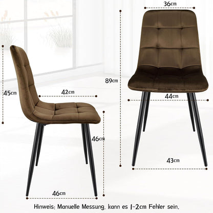 Esszimmerstühle 6er Set, Samt, Braun – Ergonomisch & Robust