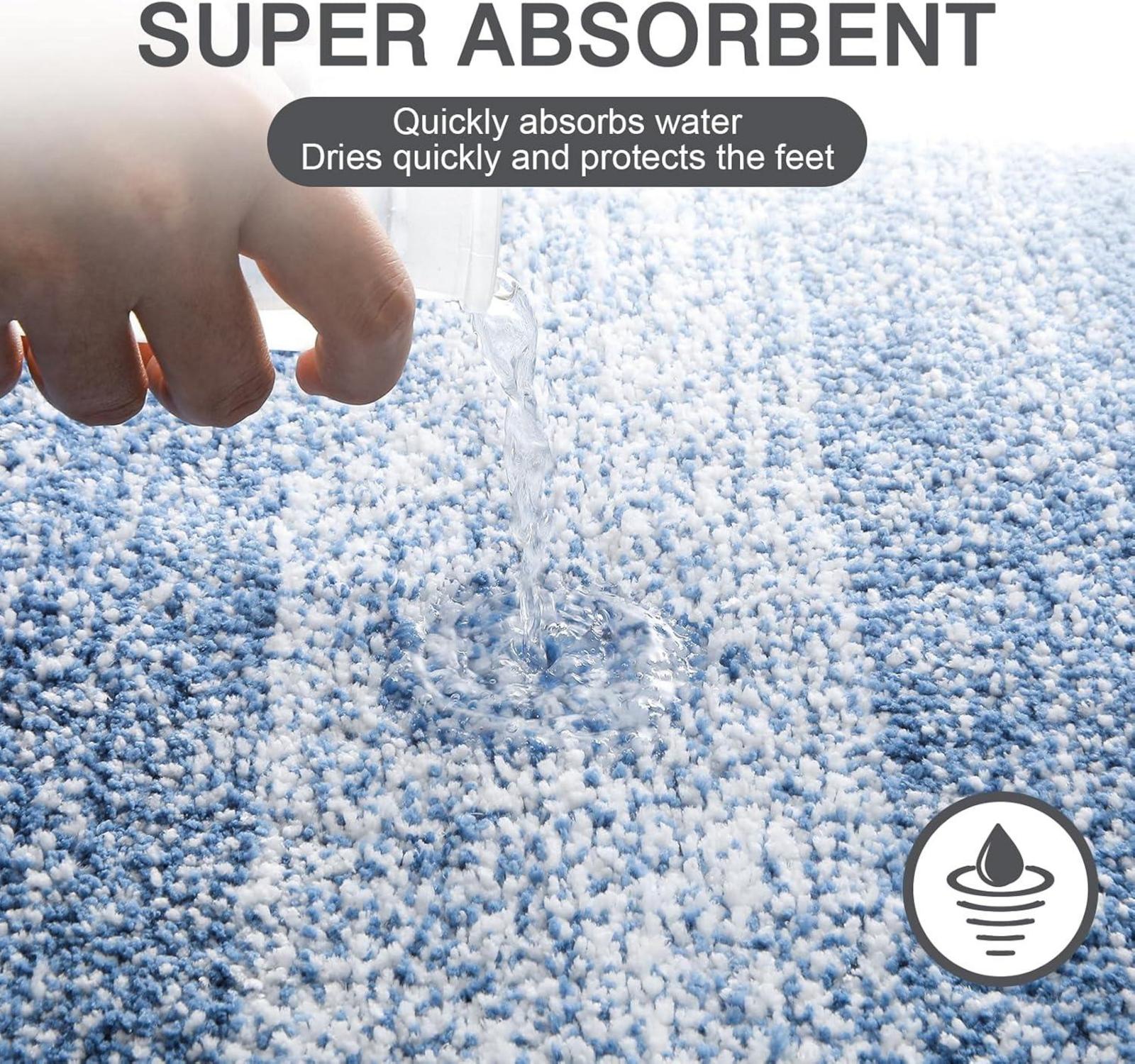 Enyhom Große Badematte 80x120cm Blau rutschfeste Wasseraufnahme