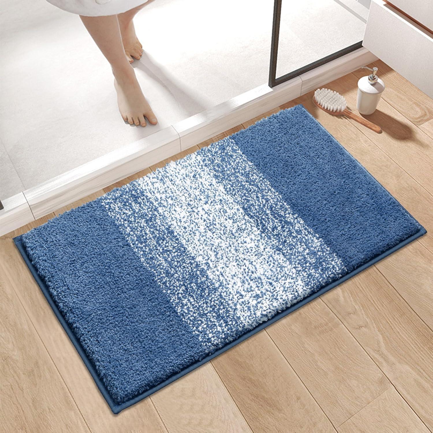 Enyhom Große Badematte 80x120cm Blau rutschfeste Wasseraufnahme
