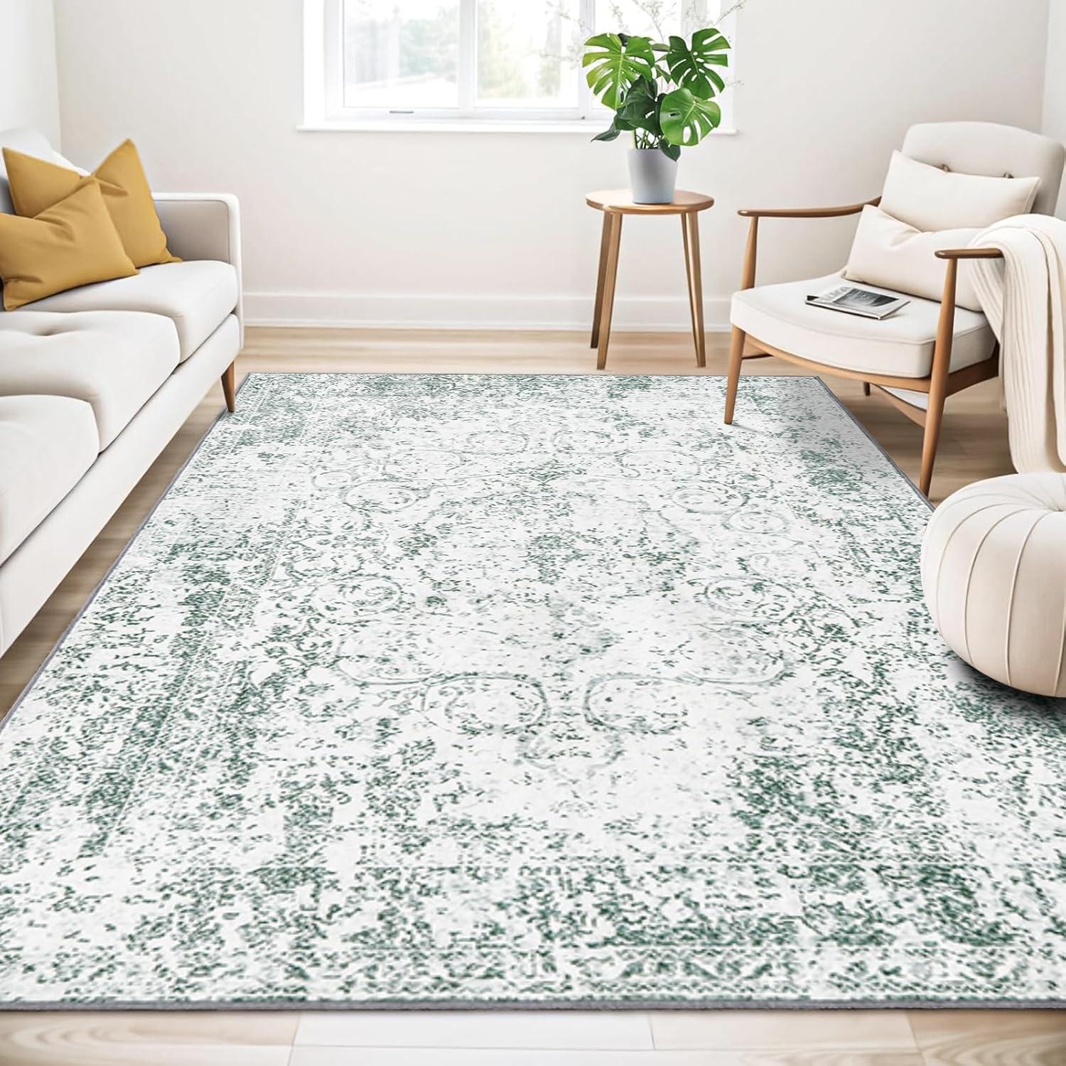 Vintage Teppich Orientalisch Design Kurzflor Groß Waschbar 200x280cm