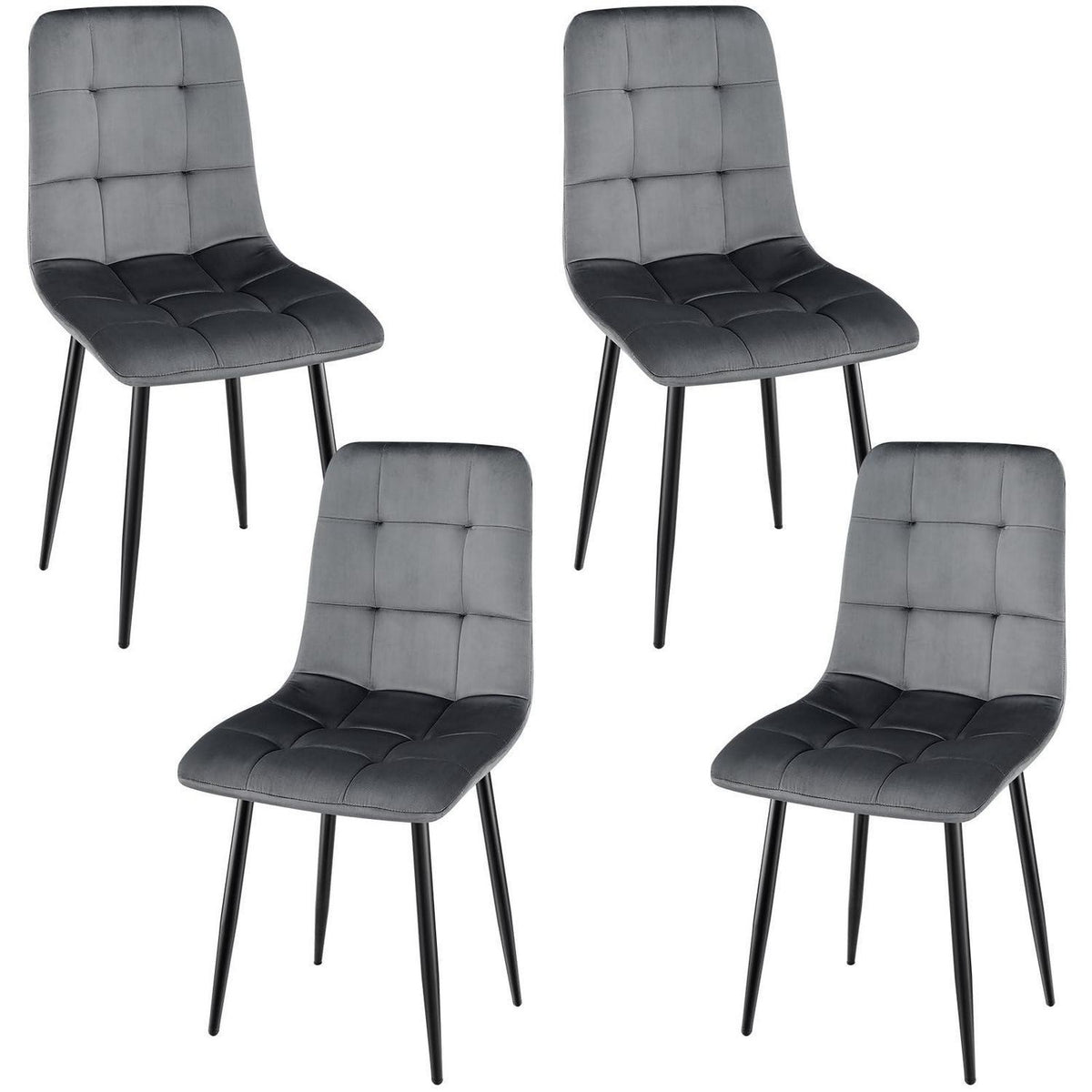 Gepolsterte Esszimmerstühle 4er Set, Dunkelgrau, Samtoptik