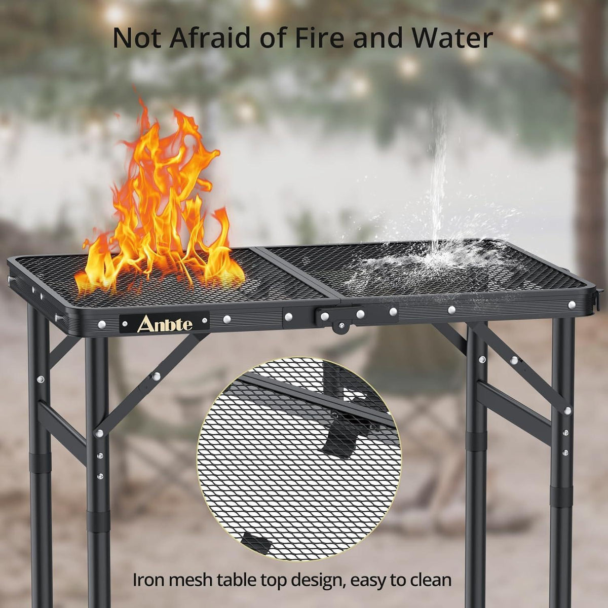 Aluminium Campingtisch mit 3 Höhen, 60x40cm, Schwarz