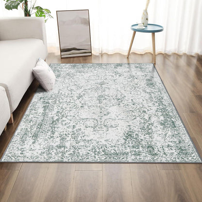 Vintage Teppich Orientalisches Design 80x150 cm Grau Grünlich
