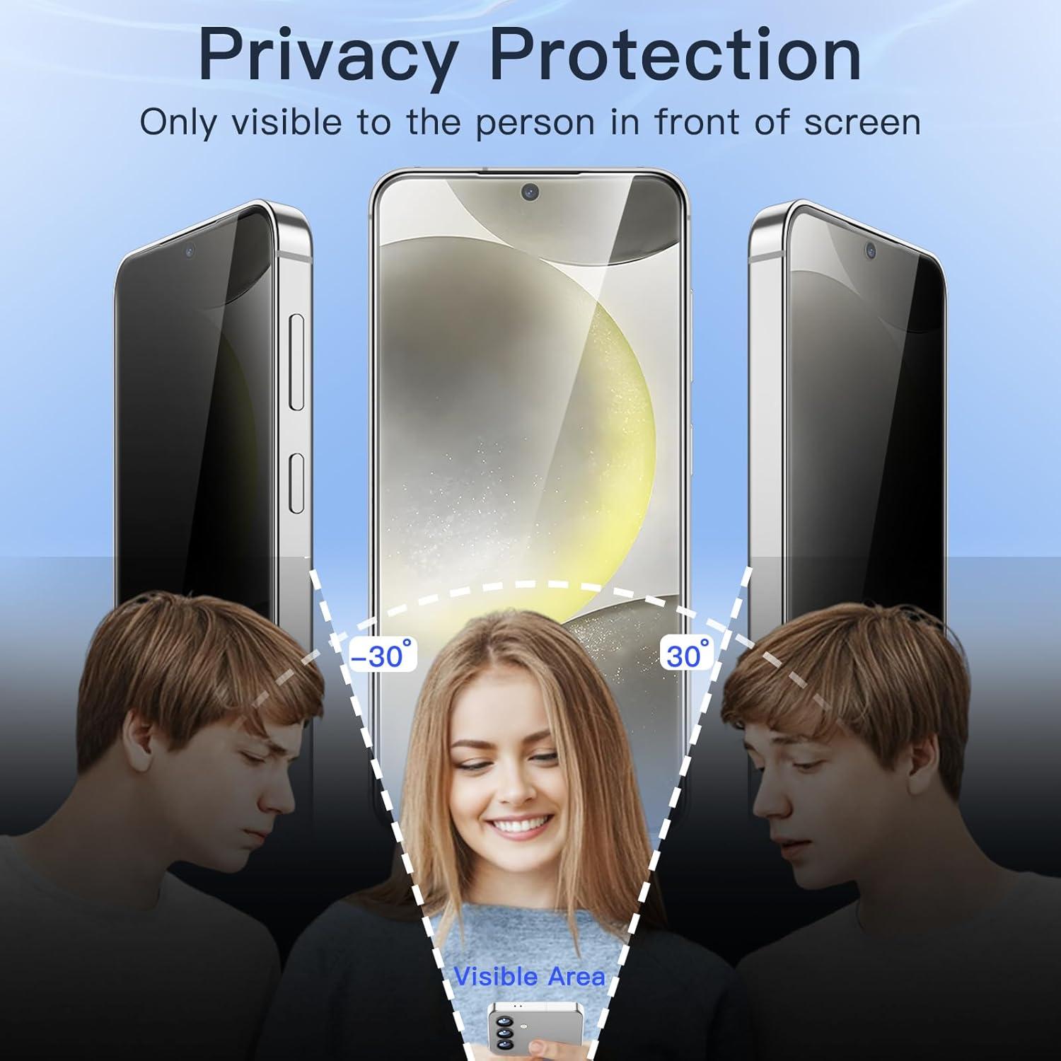 JETech Sichtschutz Samsung Galaxy S24+ 6,7 Zoll Anti-Spähen Glasfolie 2 Stück