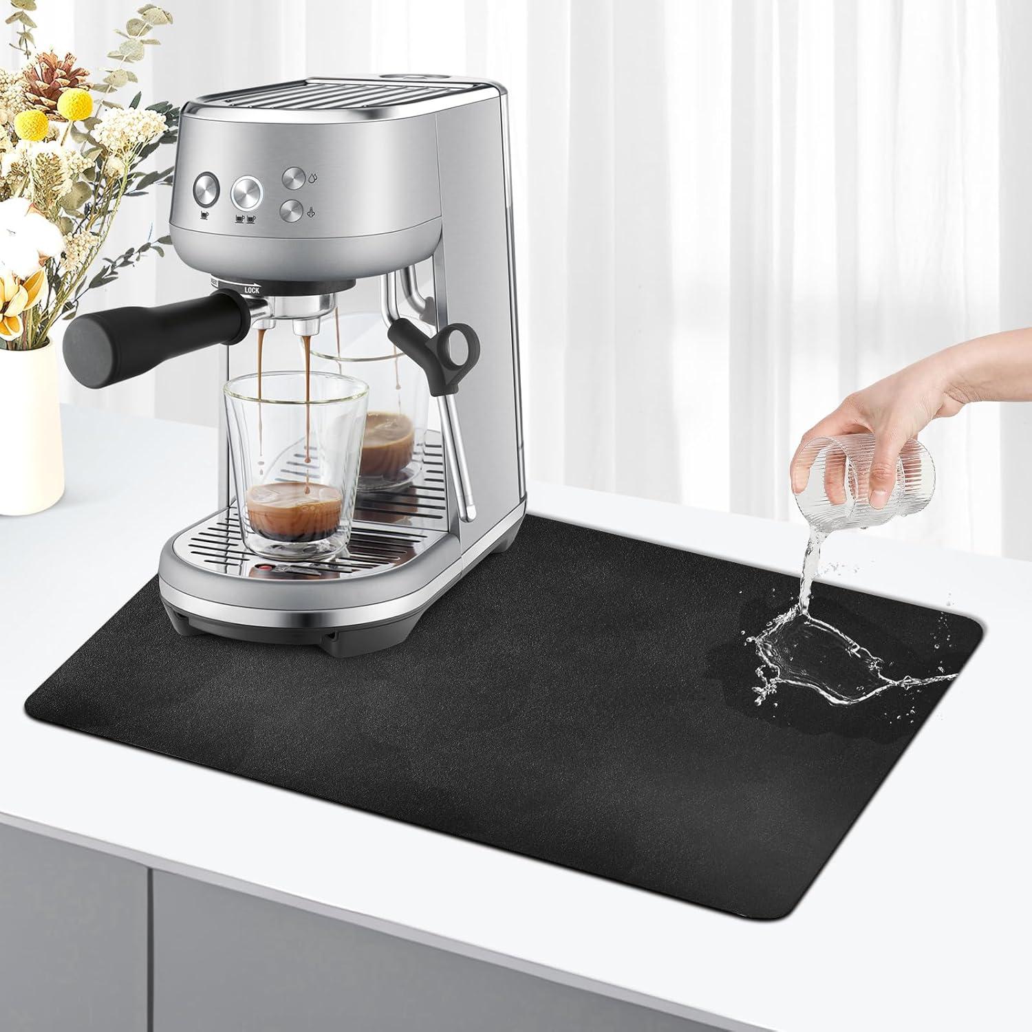 Kaffeemaschine Abtropfmatte 30x40cm Saugstarke Trockenmatte Schwarz