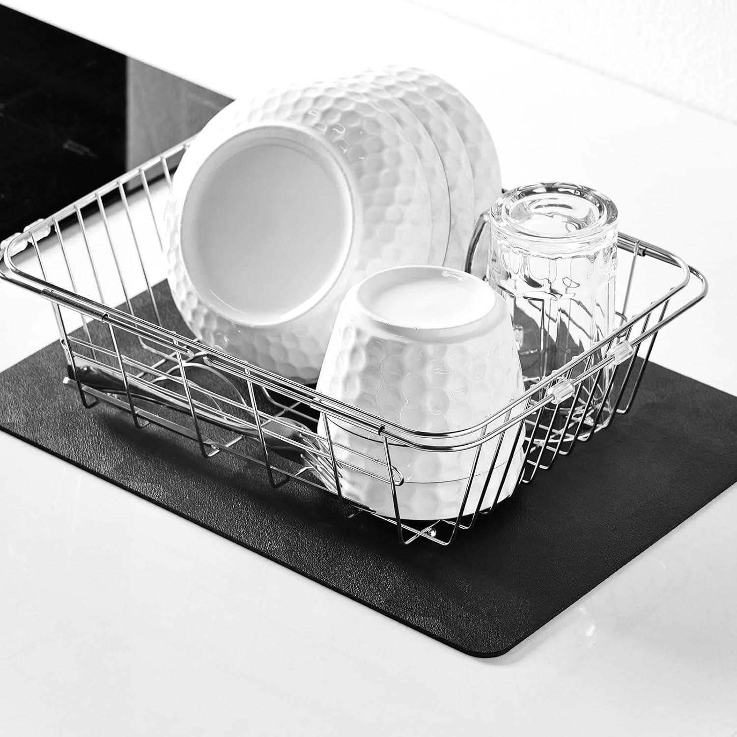 KitchenRaku Abtropfmatte 30x40cm Schwarz Saugstarke Trockenmatte