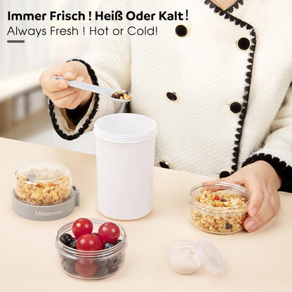 Mitsemmo Müslibecher to Go 760ml+230ml Joghurt Cup Becher White