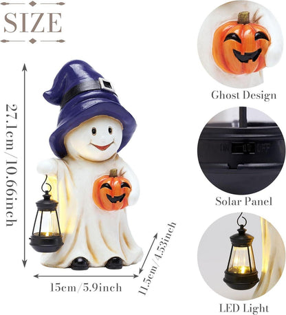 Halloween Deko Solarleuchte Hexengeist Kürbis freundlich 27cm