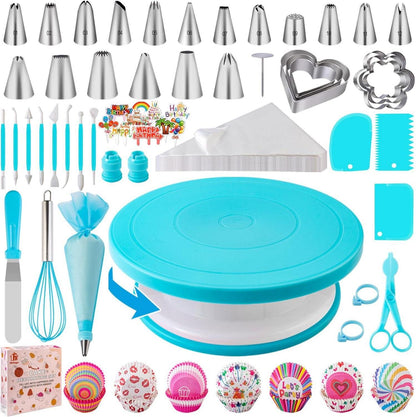 Backzubehör Set 285-teilig für Kuchen Deko mit Drehteller