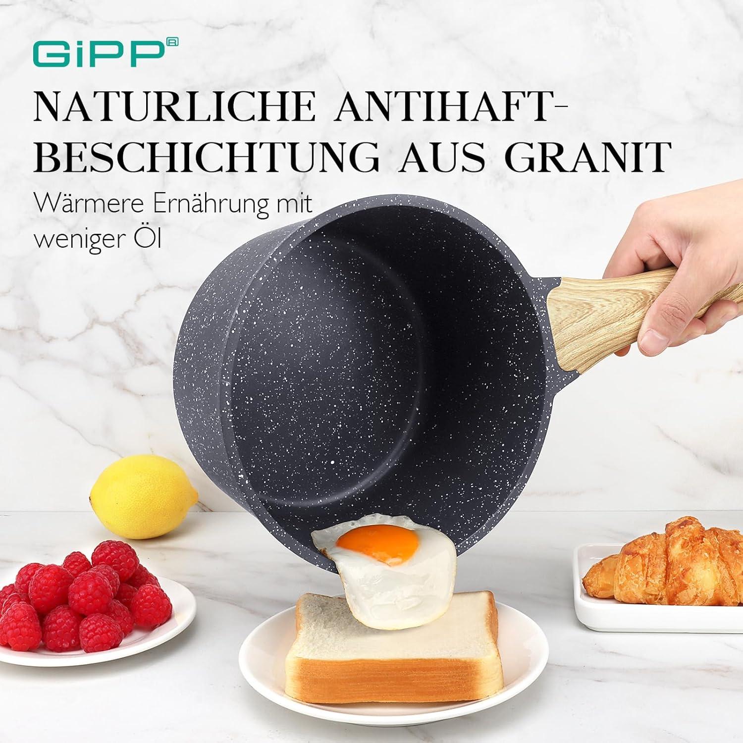 Kasserolle mit Deckel 18cm Induktion Granit Antihaft Bakelit Griff