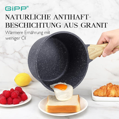 Kasserolle mit Deckel 18cm Induktion Granit Antihaft Bakelit Griff