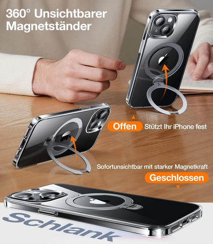TORRAS 360° Ostand Spin iPhone 13 14 Hülle MilitärschutzTransparent
