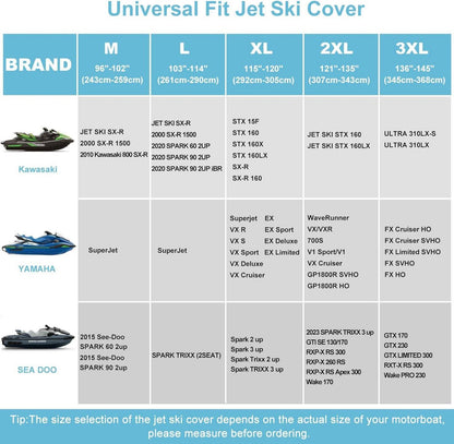 Jet Ski Abdeckung 3 Sitzer 420D UV-GeschüTzt Wasserdicht