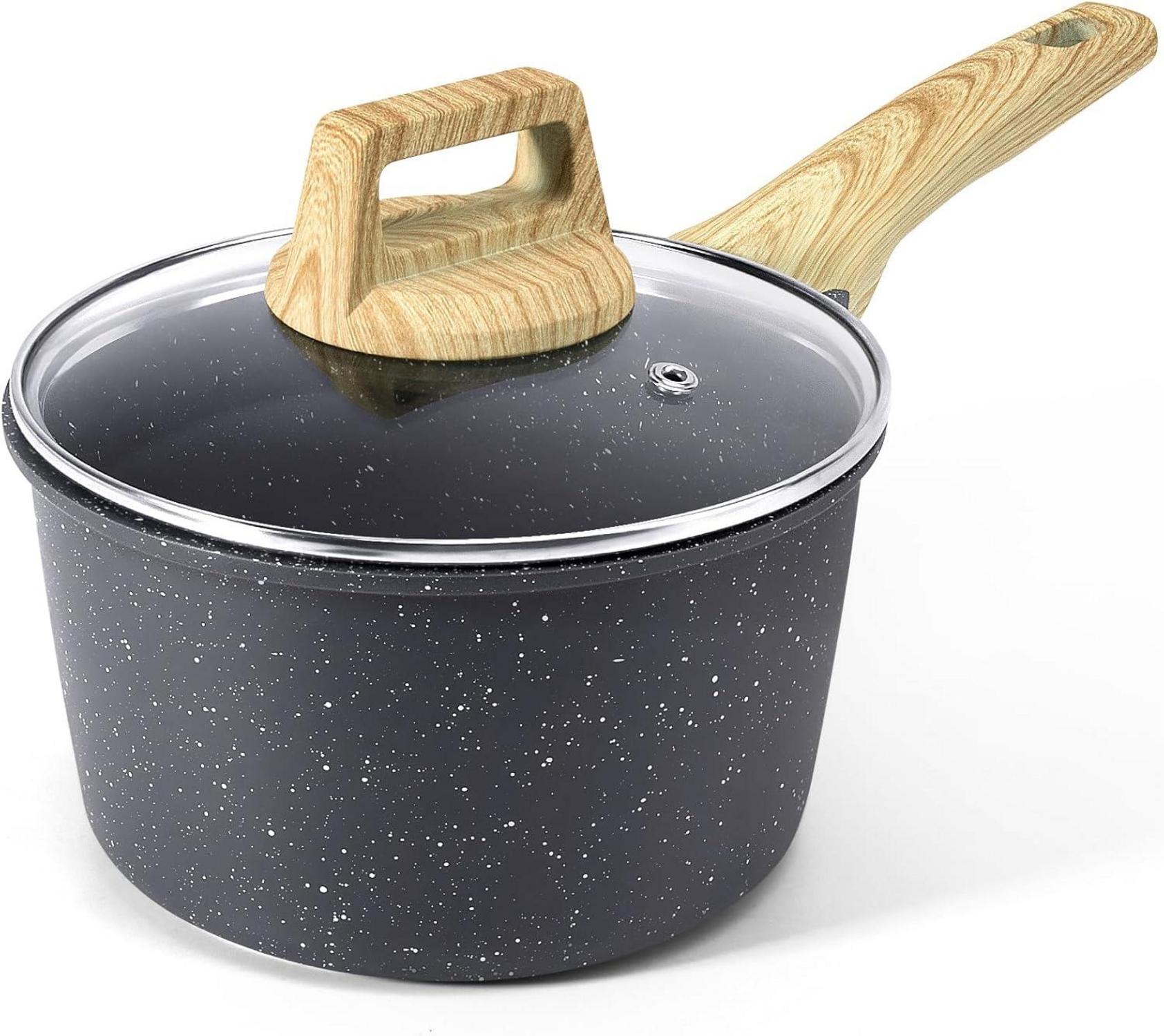 Kasserolle mit Deckel 16cm Granit-Antihaftbeschichtet Induktion Grau