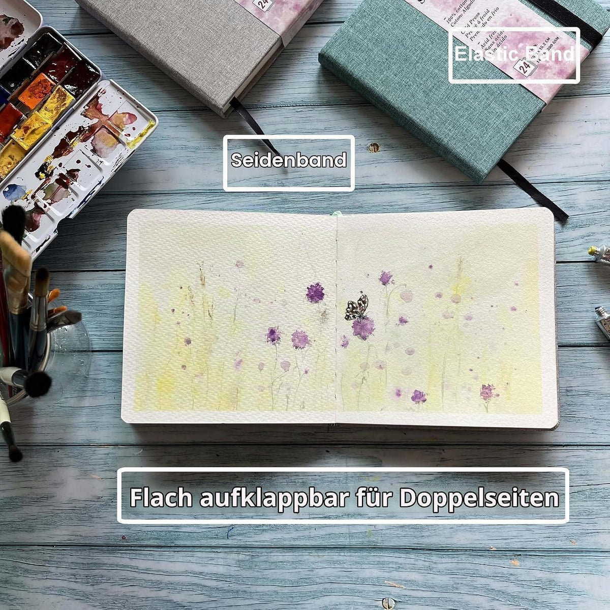 Aquarell Skizzenbuch 15x15 cm – 100% Baumwollpapier