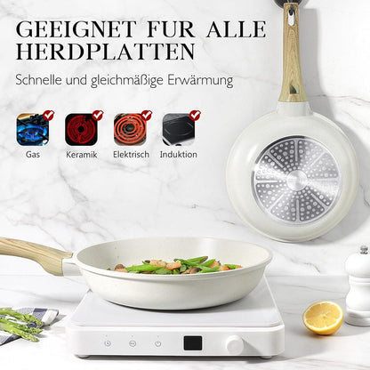Antihaft Pfanne mit Deckel 24cm Granitbeschichtet Induktion