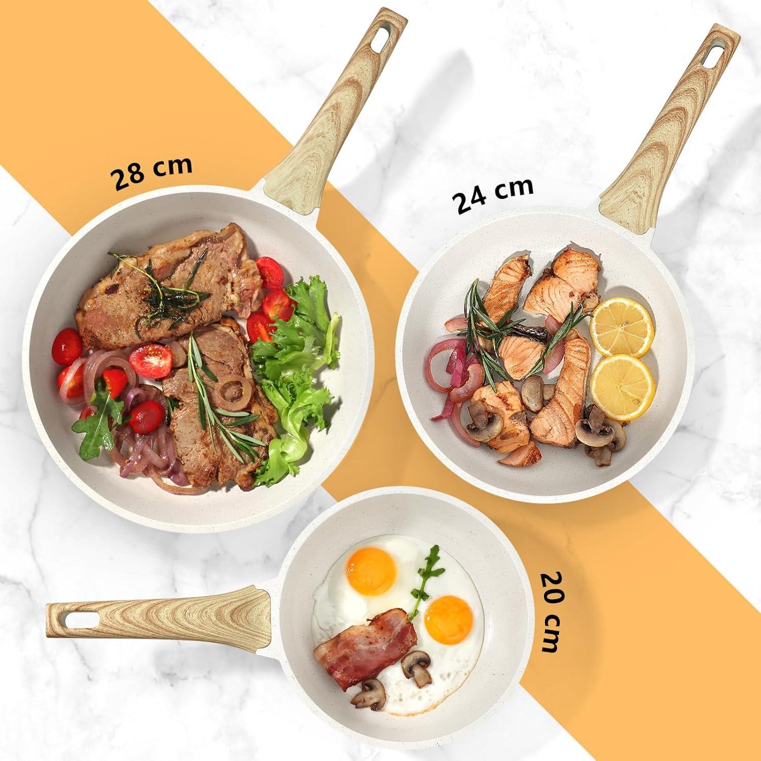 Granit Antihaft Pfanne 28cm mit Deckel, Induktion geeignet, PFOS/PFOA-frei