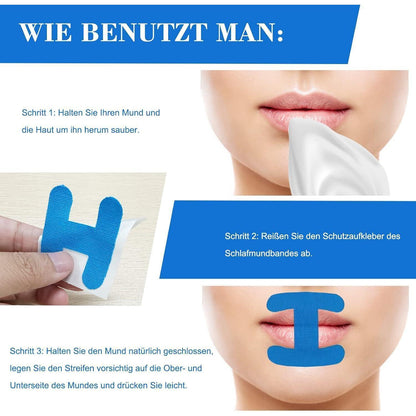 Mundpflaster gegen Schnarchen, H-Form, 60 Stück, Blau