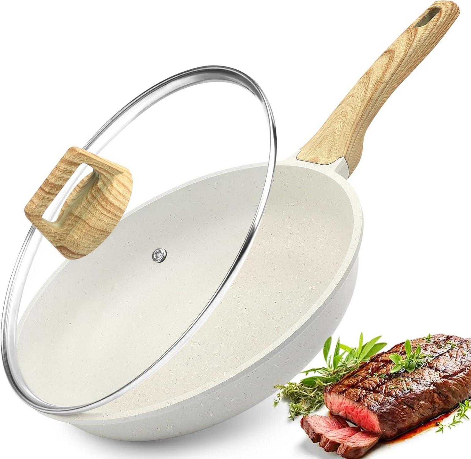 Antihaft Pfanne mit Deckel 20cm Granit Beschichtung Induktion